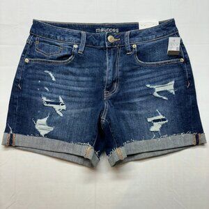 New with Tags-Maurices Shorts Womens 10 Blue Denim Boyfriend Shorts Mid Rise-NWT